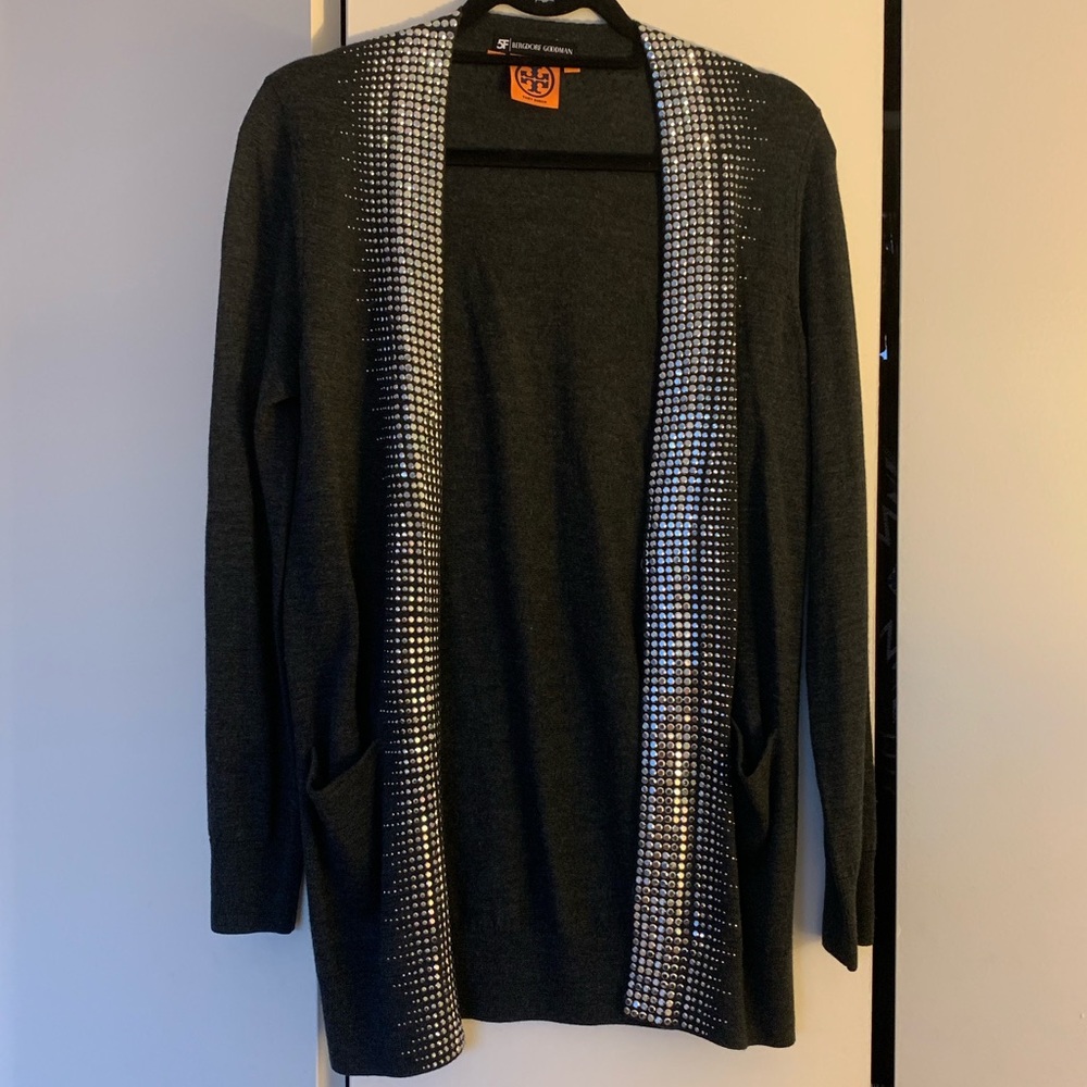 Tory Burch sparkly gray cardigan - never worn!